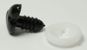 Sicherheitsnase 17 mm Katze hart schwarz mit Sicherheitsscheibe