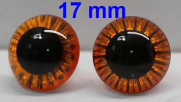 1 Paar Sicherheitsaugen Owl-Cut transparent durchgefärbt orange