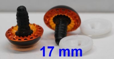 1 Paar Sicherheitsaugen Owl-Cut transparent durchgefärbt orange