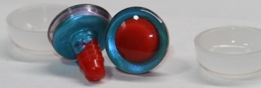 1 Paar Sicherheitsaugen trapezoid grün blau Prisma Color 18 mm rote Pupille