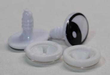 1 Paar 19 mm x 13 mm Sicherheitsaugen Comic weiß schwarz