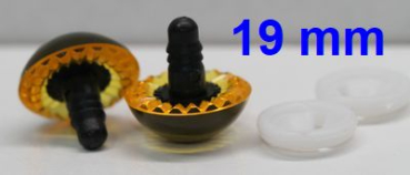 Sicherheitsaugen transparent durchgefärbt gelb Owl-Cut 19 mm 2