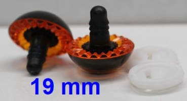 1 Paar Sicherheitsaugen Owl-Cut transparent durchgefärbt orange