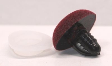 Sicherheitsnase dreieckig beflockt weinrot 22 mm x 17 mm mit Sicherheitsscheibe