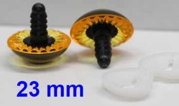 1 Paar Sicherheitsaugen Owl-Cut transparent durchgefärbt gelb