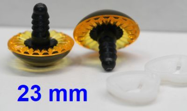Sicherheitsaugen transparent durchgefärbt gelb Owl-Cut 23 mm 2
