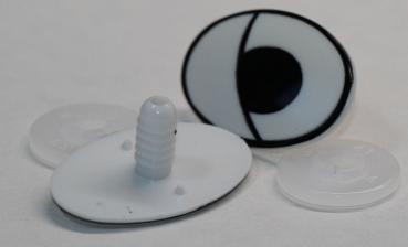 1 Paar 24 mm x 36 mm Sicherheitsaugen Comic weiß schwarz