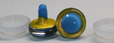 1 Paar Sicherheitsaugen trapezoid gelb orange Prisma Color 25 mm blaue Pupille