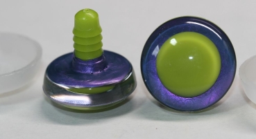 1 Paar Sicherheitsaugen trapezoid purpur blau Prisma Color 25 mm grüne Pupille