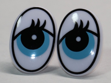 1 Paar 25 mm x 17 mm Sicherheitsaugen Comic weiß schwarz blau