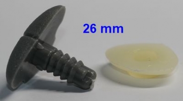 Sicherheitsnase 26 mm x 16 mm Katze hart grau mit Sicherheitsscheibe