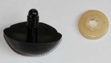 Sicherheitsnase 28 mm x 18 mm Hund hart schwarz glänzend mit Sicherheitsscheibe
