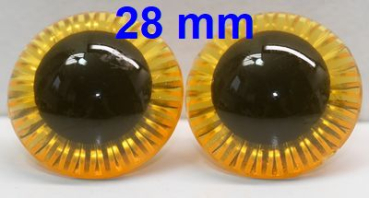 Sicherheitsaugen transparent durchgefärbt gelb Owl-Cut 28 mm
