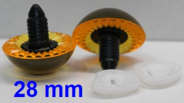 Sicherheitsaugen transparent durchgefärbt gelb Owl-Cut 28 mm 2