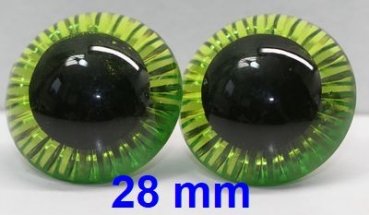 1 Paar Sicherheitsaugen Owl-Cut transparent durchgefärbt grün