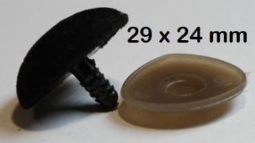 Sicherheitsnase dreieckig beflockt schwarz mit Sicherheitsscheibe 29 mm x 24  m 2