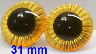 Sicherheitsaugen transparent durchgefärbt gelb Owl-Cut 31 mm