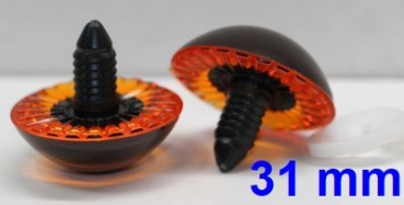 1 Paar Sicherheitsaugen Owl-Cut transparent durchgefärbt orange