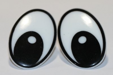 1 Paar 35 mm x 24 mm Sicherheitsaugen Comic weiß schwarz