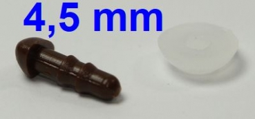 Sicherheitsnase dreieckig hart braun mit Sicherheitsscheibe 4,5 mm