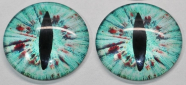 1 Paar Augen Glaslinsen Drache zum Aufkleben 40 mm türkis