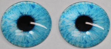 1 Paar Augen Glaslinsen zum Aufkleben 40 mm leuchtend hellblau