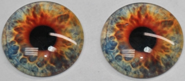 1 Paar Augen Glaslinsen zum Aufkleben 40 mm orange blau