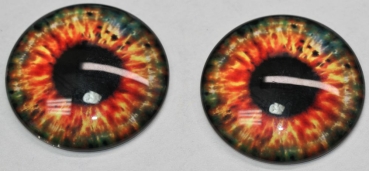 1 Paar Augen Glaslinsen zum Aufkleben 40 mm orange grün
