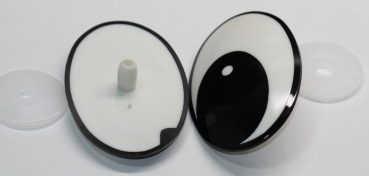 1 Paar 54 mm x 80 mm Sicherheitsaugen Comic weiß schwarz