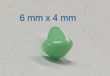 Preview: Sicherheitsnase dreieckig hart hellgrün mit Sicherheitsscheibe 6 mm