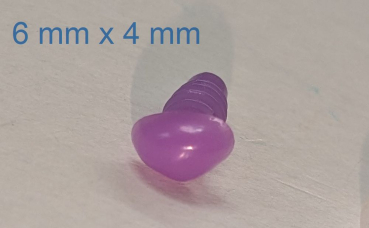 Preview: Sicherheitsnase dreieckig hart violett mit Sicherheitsscheibe 6 mm