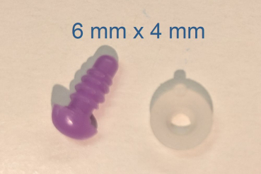 Preview: Sicherheitsnase dreieckig hart violett mit Sicherheitsscheibe 6 mm 2