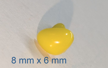 Sicherheitsnase dreieckig hart gelb glänzend mit Sicherheitsscheibe 8 mm