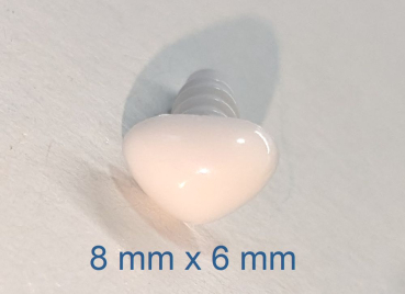 Preview: Sicherheitsnase dreieckig hart weiß mit Sicherheitsscheibe 8 mm