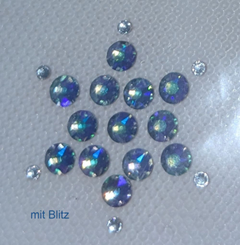 Swarovski-Bügelapplikation Stern Gelb Violett Grün