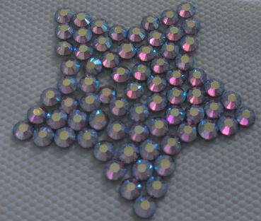 Preview: Swarovski-Bügelapplikation Stern gefüllt rosa-hellblau-gelb