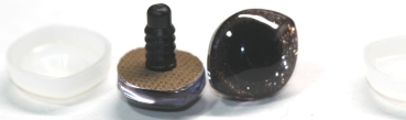1 Paar Sicherheitsaugen geschwungen transparent durchgefärbt klar mit Glitter braun 23 mm x 20 mm