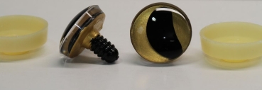 1 Paar Sicherheitsaugen trapezoid 25 mm gold metallic gebogene Pupille Schaf Mond