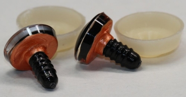 1 Paar Sicherheitsaugen trapezoid 18 mm orange metallic gebogene Pupille Schaf Mond