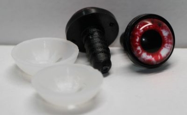 1 Paar 14 mm Sicherheitsaugen Kunststoff mit Glas rot-weiß