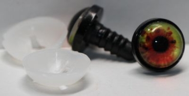 1 Paar 14 mm Sicherheitsaugen Kunststoff mit Glas rot-grün
