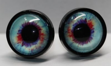 1 Paar 14 mm Sicherheitsaugen Kunststoff mit Glas türkis bunt