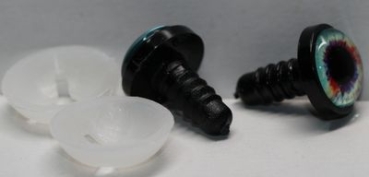 1 Paar 14 mm Sicherheitsaugen Kunststoff mit Glas türkis bunt