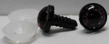 1 Paar 14 mm Sicherheitsaugen Kunststoff mit Glas pink dunkel