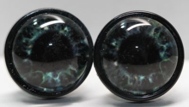 1 Paar 14 mm Sicherheitsaugen Kunststoff mit Glas grün dunkel