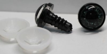 1 Paar 14 mm Sicherheitsaugen Kunststoff mit Glas grün dunkel