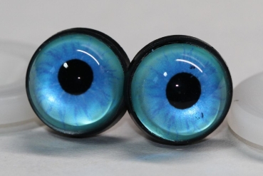 1 Paar 14 mm Sicherheitsaugen Kunststoff mit Glas türkis hellblau