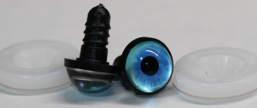 1 Paar 14 mm Sicherheitsaugen Kunststoff mit Glas türkis hellblau