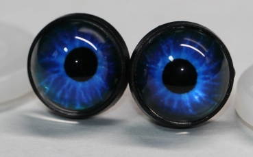 1 Paar 14 mm Sicherheitsaugen Kunststoff mit Glas dunkelblau