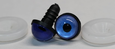 1 Paar 14 mm Sicherheitsaugen Kunststoff mit Glas hellblau